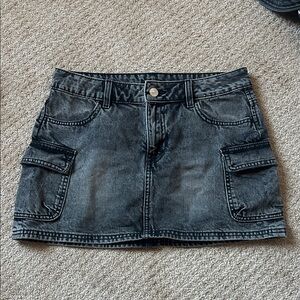 H&M Charcoal Denim Mini Skirt